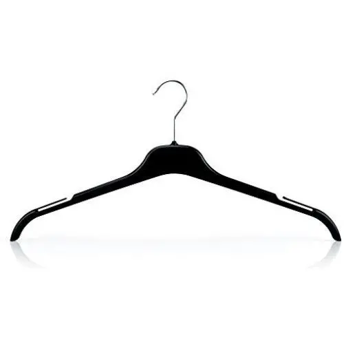 HANGERWORLD 20 Black 18.5inch Plastic Notched Coat Clothes Garment Top Hangers Metal Swivel Hook HANGERWORLD 20 Black 18.5inch Plastic Notched Coat Clothes Garment Top Hangers Metal Swivel Hook