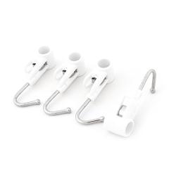 DealMux Plastic Household Bathroom Towel Clothing Tube Hanger Clip Hook 4 Pcs White