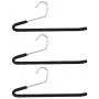 HANGEASE HANGERS - Richard Chrome Black Friction Slacks Hangers - Three Pack Slack Pant Trousers Jean Hangers - Pant Hangers - Open Ended Pants Easy Slide Organizers - Cedar Blocks for Clothes Storage