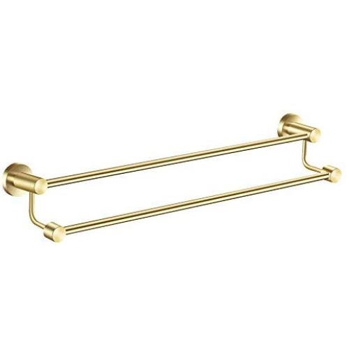 Marmolux Acc Double Towel Bar Bath Dual Towel Rod Heavy Duty Stainless Steel Holder Wall Mount Shelf Organizer Cloth Hanger Gold Bronze Brushed