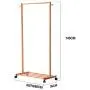 Cxjff Floor Standing Coat Rack Stable Hooks Shoes Shelf Wheels Movable Cloth Hat Hanger, 3 Sizes (Color : Natural, Size : 60x38x145cm)