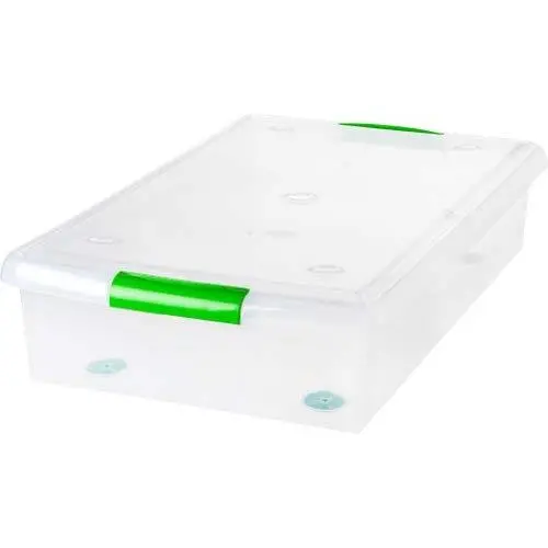 IRIS 40 Quart Underbed Store and Slide Storage Box- Green Handle, Clear IRIS 40 Quart Underbed Store and Slide Storage Box- Green Handle, Clear