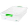 IRIS 40 Quart Underbed Store and Slide Storage Box- Green Handle, Clear