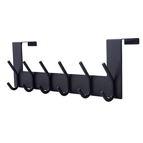 Dseap Over The Door Hanger Hook, Over The Door Towel Rack, Over Door Coat Rack for Clothes Hat Towel Bathroom, Black