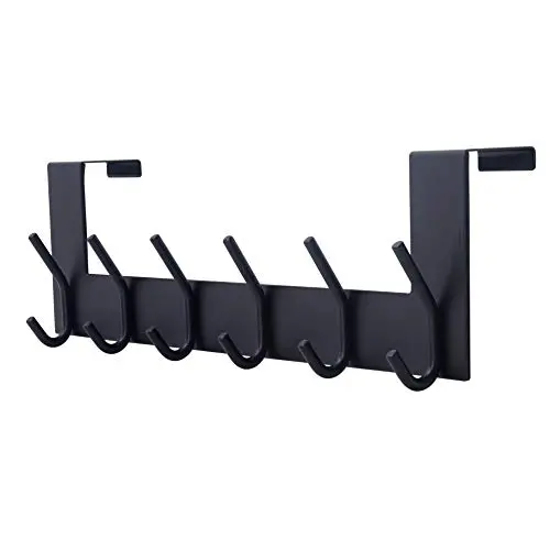 Dseap Over The Door Hanger Hook, Over The Door Towel Rack, Over Door Coat Rack for Clothes Hat Towel Bathroom, Black