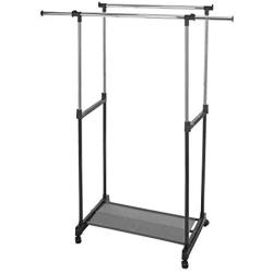 Type A Portable Clothes Rack | Freestanding Heavy-Duty Garment Rack with Double Garment Rack & No Tool Assembly | Perfect for Your Bedroom, Office or Home | 2-Sided Hanging Rods | Black