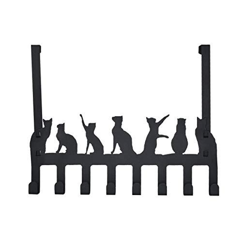 Home-X Eight Hook Over The Door Cat Hanger Rack | Heavy Duty Organizer Rack for Home, Office & Closet Storage