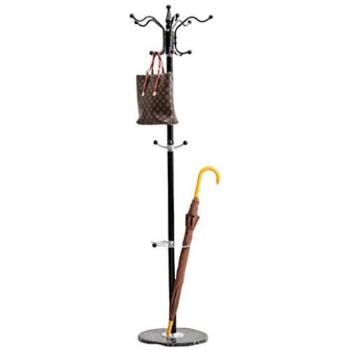 Yo-Yo2015 Coat Rack Iron Art Floor Standing Coat Racks Bedroom Clothes Hanger Living Room Clothing Hats Bags Hanging Storage Shelf Rack Coat Hook (Color : Black)