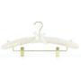 HANGERWORLD 5 Ivory 17inch Satin Padded Pants Skirt Bar Clip Wedding Clothes Coat Hangers