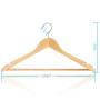 HKLIVE Natural Wooden Suit Hangers with Pants Bar Solid Wood Coat Hanger with 360 Degree Swivel Hook 20 Pack