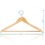 HKLIVE Natural Wooden Suit Hangers with Pants Bar Solid Wood Coat Hanger with 360 Degree Swivel Hook 20 Pack