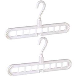 OcEaN Home & Living 2Pcs Clothes Hanger Stand 9 Hole Space Saver Towel Hook Closet Organizer Plastic Rack Storage, White