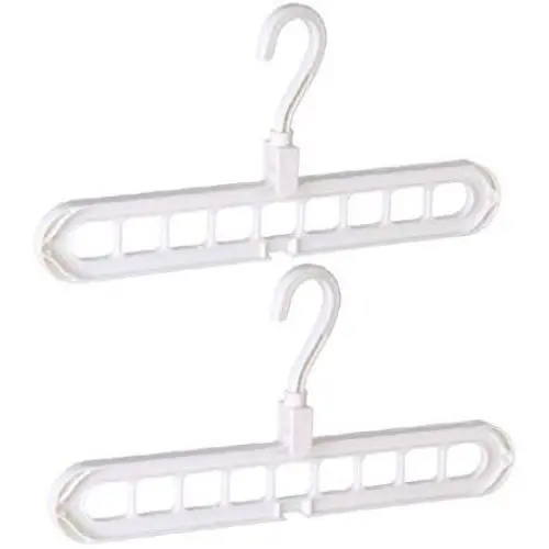 OcEaN Home & Living 2Pcs Clothes Hanger Stand 9 Hole Space Saver Towel Hook Closet Organizer Plastic Rack Storage, White