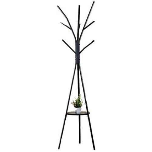 COAT RACK Vertical Metal Branch Shape with Small Disc Clothes Hanger (Color : Black)