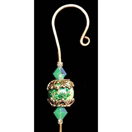 Handmade Jeweled Ornament Hanger Hook- JUNE GARDEN Handmade Jeweled Ornament Hanger Hook- JUNE GARDEN