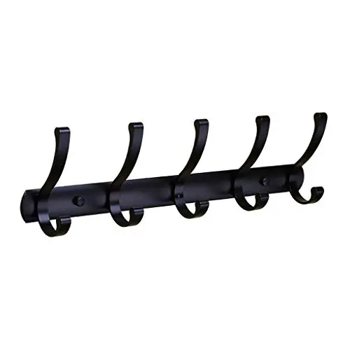 SX1560 Aluminum Alloy Punch-Free Hook Clothes Towel Hanger Wall Hanging Bathroom Bedroom Hook (Color : Black)