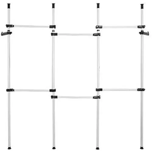 Yosooo DIY Scalable Garment Rack,4 Rods Height Adjustable Heavy Duty Freestanding Coat Rack Hanger Tools for Clothes Storage Organizer Wardrobe Indoor Laundry