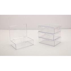 Clear Hinged Plastic Trading Card Storage Boxes 3 1/2" L x 2 9/16" W x 1" H - 10 Pieces Per Pack