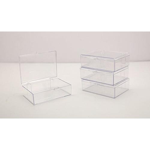 Clear Hinged Plastic Trading Card Storage Boxes 3 1/2" L x 2 9/16" W x 1" H - 10 Pieces Per Pack