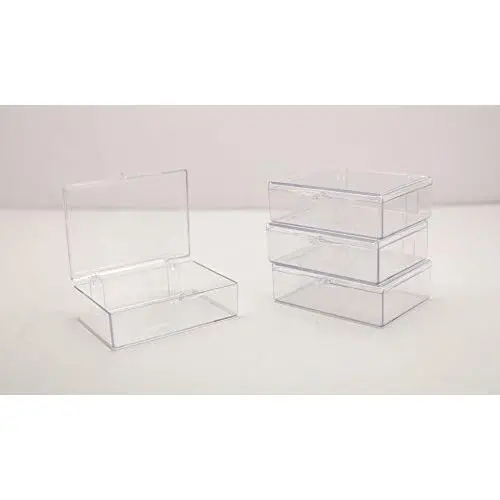 Clear Hinged Plastic Trading Card Storage Boxes 3 1/2&quot L x 2 9/16&quot W x 1&quot H - 10 Pieces Per Pack