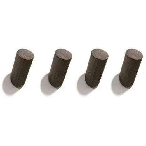 Curious Fish 4PCS Black Walnut Wood Hooker Wooden Cylinder Column Wood Hook Wall Mounted Towel Clothes Hat Key Coat Bag Robe Scarf Hanger Bathroom Bedroom Kitchen Cupboard Living Room Hallway