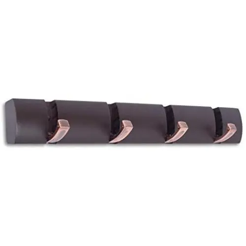BIRDROCK HOME Wall Mounted Folding Hooks - 4 Folding Coat and Hat Rack Hooks - Oil Rubbed Bronze Hooks - Brown Rail BIRDROCK HOME Wall Mounted Folding Hooks - 4 Folding Coat and Hat Rack Hooks - Oil Rubbed Bronze Hooks - Brown Rail