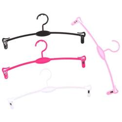 20pcs Random Color Arc Hangers Portable Hook Kids Clothes Hangers Clothes Drying Rack Plastic Bra Design Outdoor Hanging Organizer