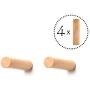 ANZOME Wooden Coat Hook, 4 Pieces Wood Wall Hook, Wooden Coat Hanger Coat Peg for Hanging Clothes, Hat, Scarves and Headset in Bedroom, Living Room, Hallway(Long)