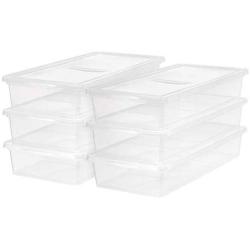 Mainstays 6 Pcs Space-Saving Stackable 41 Quart/10.25 Gallon Underbed Boxes Storage, Ultra-Clear Body Allows You to See Contents at A Glance, Perfectly Sized for Clothing, Home Decor, Wrapping Paper