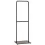 Adjustable Height Single Bar Garment Rack, Metal Pipe Design Clothes Hanger with Wood Base
