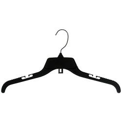 Mainetti 484 Recycled Black Plastic Hangers with Rotating Metal Hook and Notches for Straps, Great for Shirts/Tops/Dresses, 17-Inch (Value Pack of 200)