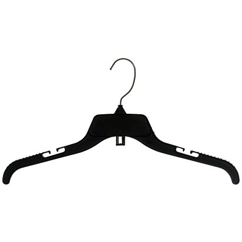 Mainetti 484 Recycled Black Plastic Hangers with Rotating Metal Hook and Notches for Straps, Great for Shirts/Tops/Dresses, 17-Inch (Value Pack of 200) Mainetti 484 Recycled Black Plastic Hangers with Rotating Metal Hook and Notches for Straps, Great for Shirts/Tops/Dresses, 17-Inch (Value Pack of 200)