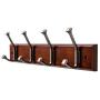 Finnhomy Wooden Coat Hooks Wall Hooks 4 Dual Hooks 16-Inch Rail/Pilltop Rack Long Coat Rack for Clothes Entryway Foyer Storage Organization Bathroom Towel Key Accessory Walnut/ORB Hook