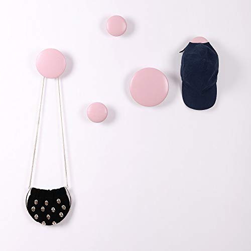 Wall Hooks Coat Hooks 5Pcs Dots Hook Door Hanger Hook for The Wall,Living Room,Bathroom,Home Decor.(Pink)