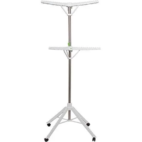 Garment & Drying Rack, 2-Tier 6 Arms Holds 60 Garments, Foldable , Stainless Steel , Sturdy 4 Legs with Wheels Garment & Drying Rack, 2-Tier 6 Arms Holds 60 Garments, Foldable , Stainless Steel , Sturdy 4 Legs with Wheels