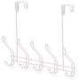 Over The Door Hook - 5 Hooks Towel Rack for Bathroom Storage Closet - Behind The Door Organizer Clothes Rack - Shoe Or Hat Holder - Office Cubicle Purse Hanger - Door Hook (White)