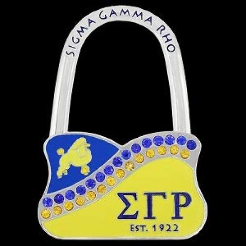 Sigma Gamma Rho New Trendy Silver Purse Hanger with Rhinestones Across. Sigma Gamma Rho New Trendy Silver Purse Hanger with Rhinestones Across.