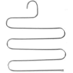 Cojoy Multi-Purpose Pants Hangers Rack Holder S-Type Stainless Steel Clothes Pants Hangers Closet Storage Stand Shelf Organizer for Jeans Scarf Hanging 1Pack