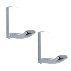 BATHSIR Brass Square Sliver Towel Hook Small Size Set of 2,Polished Chrome Robe Coat Hanger Wall Mounted Heavy Duty