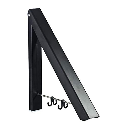 EZEYU Aluminium Triangle Folding Clothes Hangers Wall-Mounted Adjustable Hidden Drying Rack Bathroom Accessories Towel Holder (Black-1pc)
