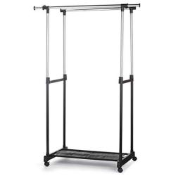 Type A Portable Clothes Rack | Freestanding Heavy-Duty Garment Rack with Double Garment Rack & No Tool Assembly | Perfect for Your Bedroom, Office or Home | 2-Sided Hanging Rods | Black