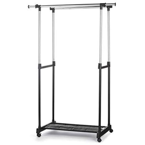 Type A Portable Clothes Rack | Freestanding Heavy-Duty Garment Rack with Double Garment Rack & No Tool Assembly | Perfect for Your Bedroom, Office or Home | 2-Sided Hanging Rods | Black