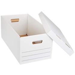 AmazonBasics Medium Duty Storage Filing Boxes with Lid - Pack of 12, Letter / Legal Size