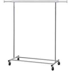 SONGMICS Clothes Rack on Wheels, Heavy Duty Garment Rack with Extendable Hanging Rail, Holds up to 200 lb, Collapsible Clothing Rack UHSR13S