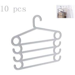 HJYPYJ Magic Clothes Hangers,Multi-Layer Space-Saving Organizer Hangers,Household Multifunction Trouser Hangers, No Glitches/Gray / 10 Pcs