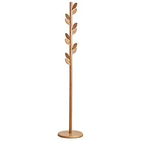 Y.H.Valuable Coat Racks Modern Floor Coat Rack Oak Disc Hanger Living Room Bedroom Simple Clothes Rack Wood Color Floor Hanger Entryway Furniture