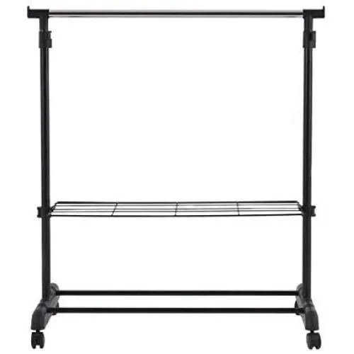 Safstar Adjustable Single Rod Garment Rack Rolling Hanging Rail Clothes Hanger Stand with Shoe Shelf Safstar Adjustable Single Rod Garment Rack Rolling Hanging Rail Clothes Hanger Stand with Shoe Shelf