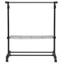 Safstar Adjustable Single Rod Garment Rack Rolling Hanging Rail Clothes Hanger Stand with Shoe Shelf