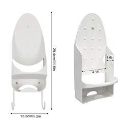 Wall Mounted Iron Rest, FOME PBT Plastic Heat Resistant Hanging Iron Holder Ironing Board Holder Wall Mount with Steel Hooks Iron Board Hanger Iron Board Organizer 11.6x5.2IN