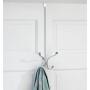 mDesign Metal Modern Long Easy Reach Over The Door Storage Organizer Rack - Hang Coats, Hoodies, Jackets, Hats, Scarves, Purses, Leashes, Towels, Robes, Clothing - 17" Tall, 4 Hooks - 2 Pack - Chrome